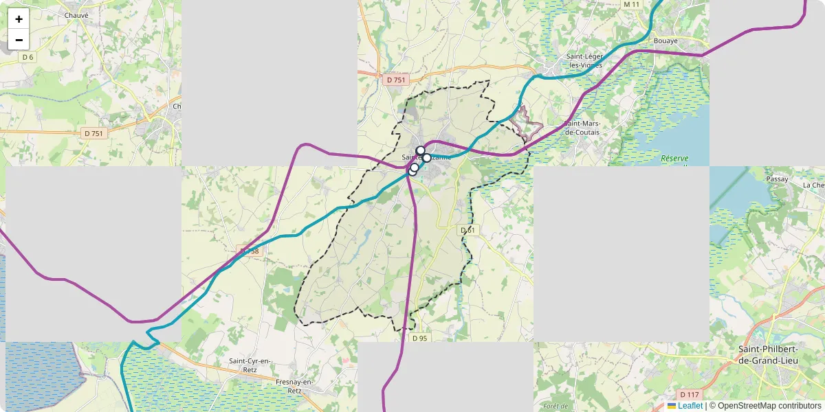 Carte du réseau de transport en commun à Sainte-Pazanne - lignes de bus et arrêts