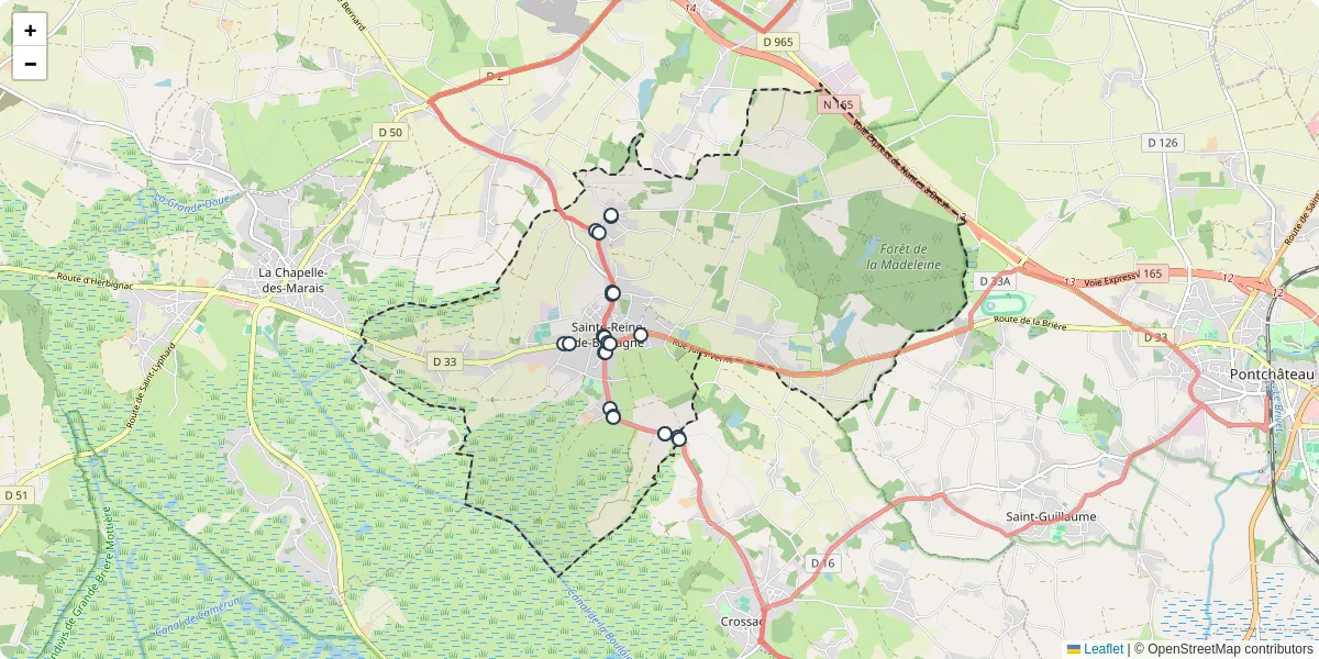 Carte du réseau de transport en commun à Sainte-Reine-de-Bretagne - lignes de bus et arrêts