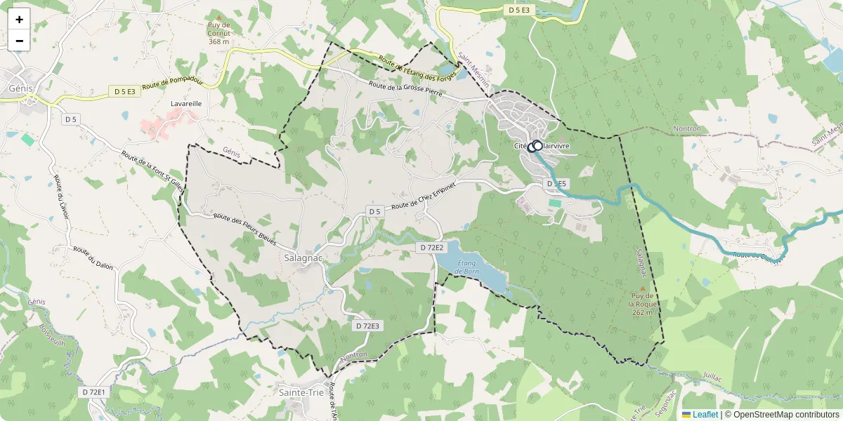 Carte du réseau de transport en commun à Salagnac - lignes de bus et arrêts