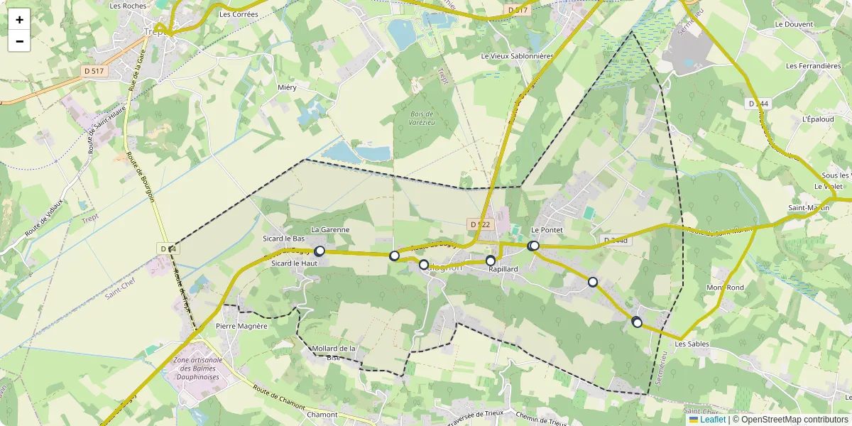 Carte du réseau de transport en commun à Salagnon - lignes de bus et arrêts