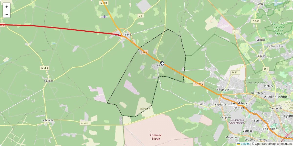 Carte du réseau de transport en commun à Salaunes - lignes de bus et arrêts