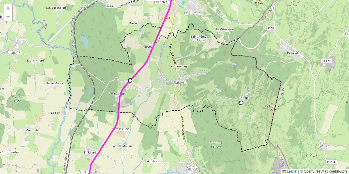 Carte du réseau de transport en commun à Salavre - lignes de bus et arrêts