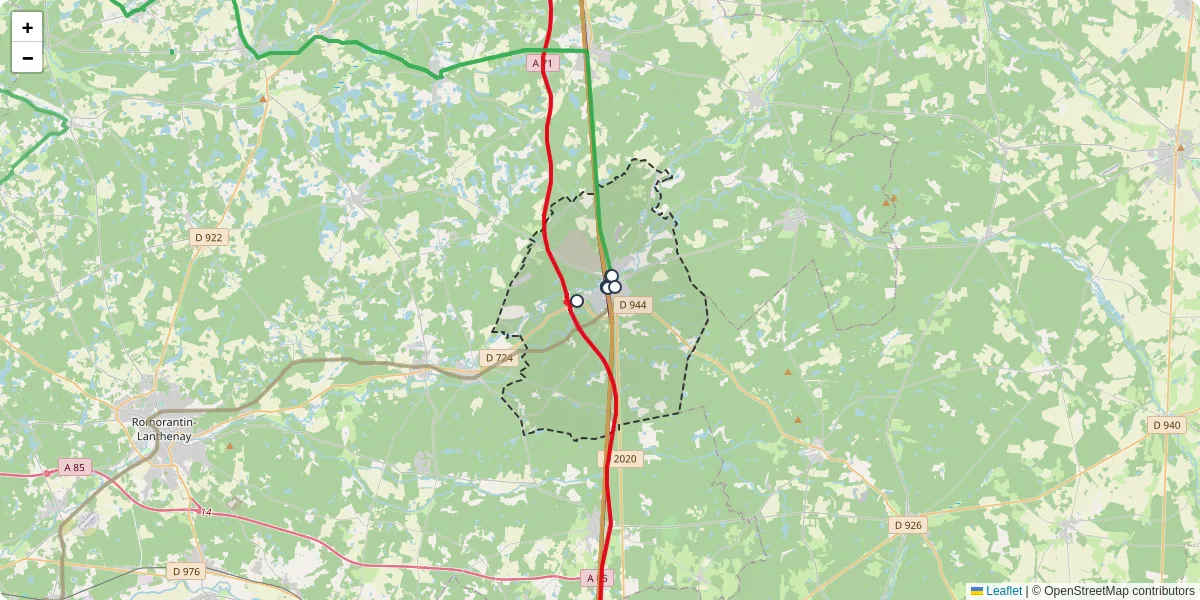 Carte du réseau de transport en commun à Salbris - lignes de bus et arrêts