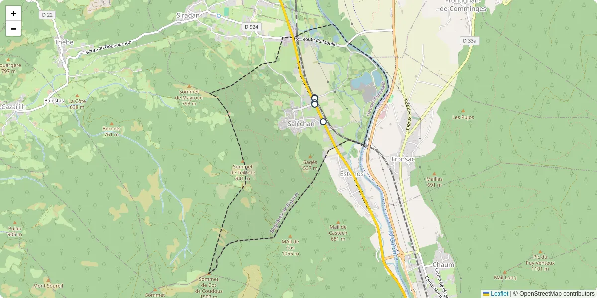 Carte du réseau de transport en commun à Saléchan - lignes de bus et arrêts