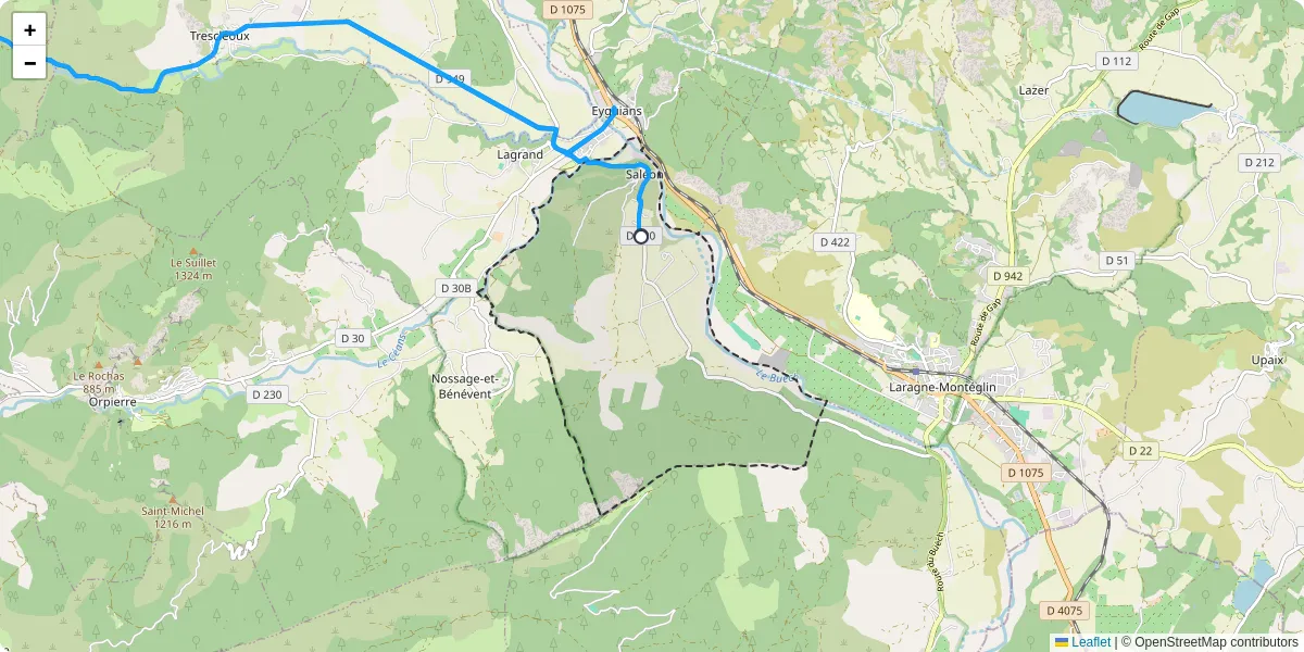 Carte du réseau de transport en commun à Saléon - lignes de bus et arrêts