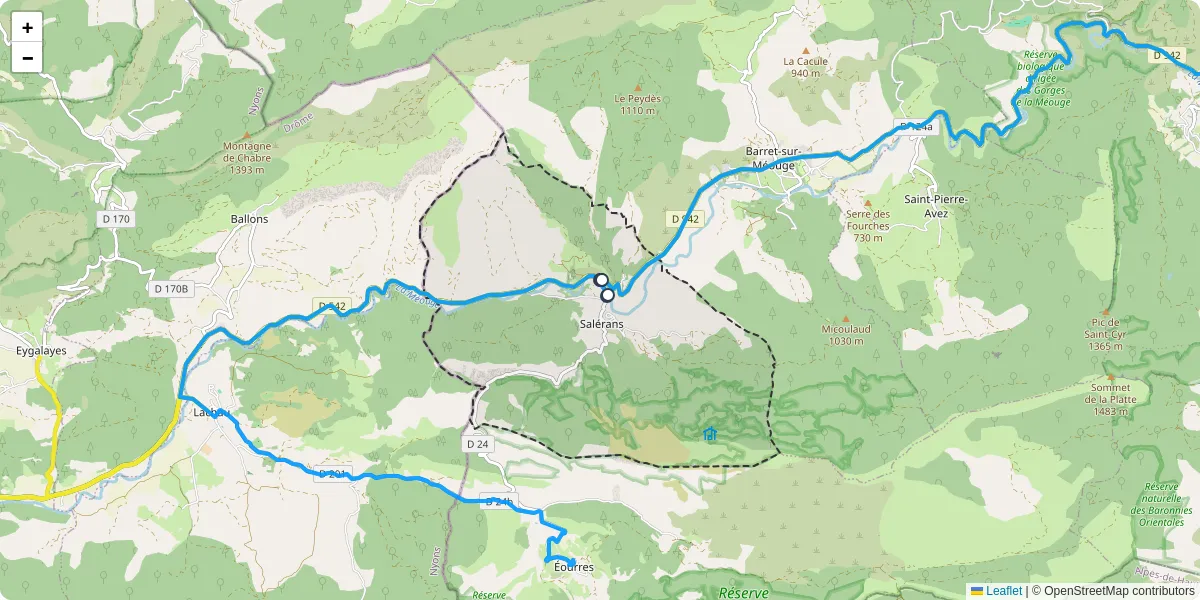 Carte du réseau de transport en commun à Salérans - lignes de bus et arrêts