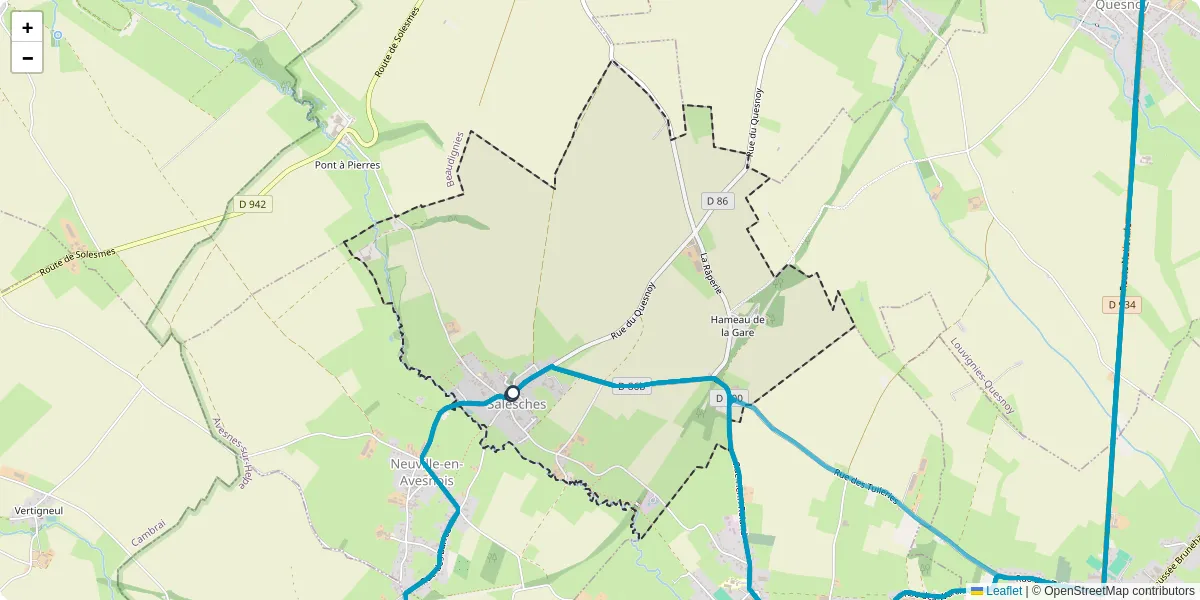 Carte du réseau de transport en commun à Salesches - lignes de bus et arrêts