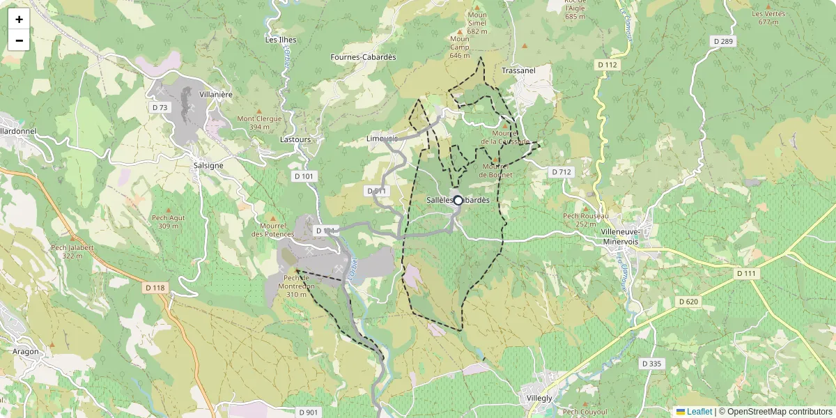 Carte du réseau de transport en commun à Sallèles-Cabardès - lignes de bus et arrêts
