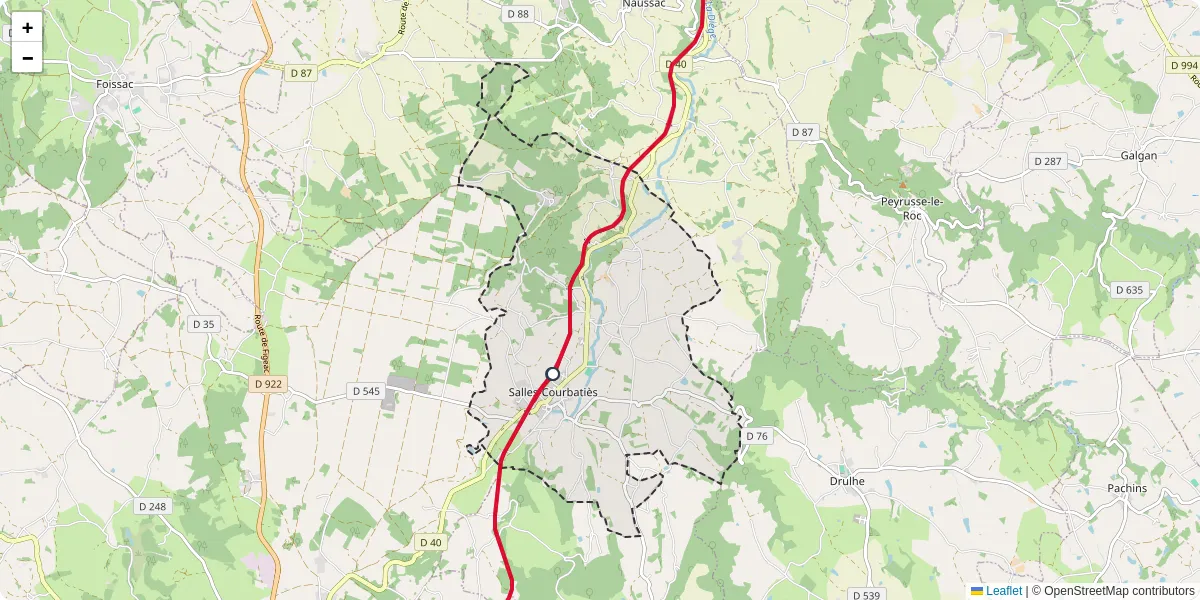Carte du réseau de transport en commun à Salles-Courbatiès - lignes de bus et arrêts