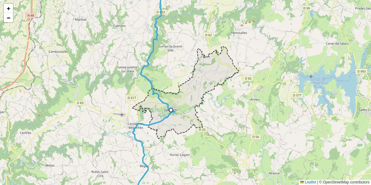 Carte du réseau de transport en commun à Salmiech - lignes de bus et arrêts