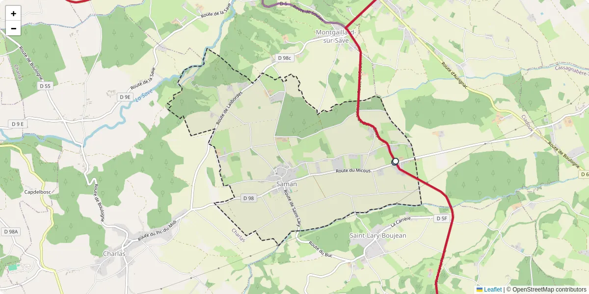 Carte du réseau de transport en commun à Saman - lignes de bus et arrêts