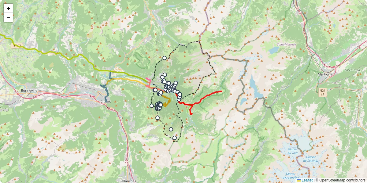 Carte du réseau de transport en commun à Samoëns - lignes de bus et arrêts