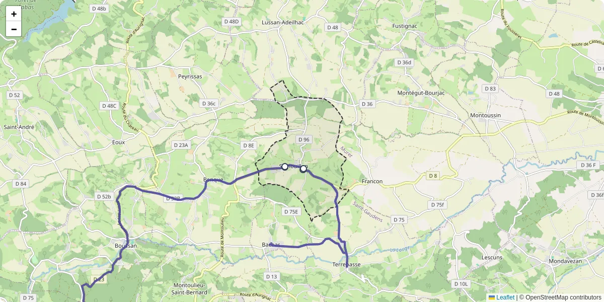 Carte du réseau de transport en commun à Samouillan - lignes de bus et arrêts