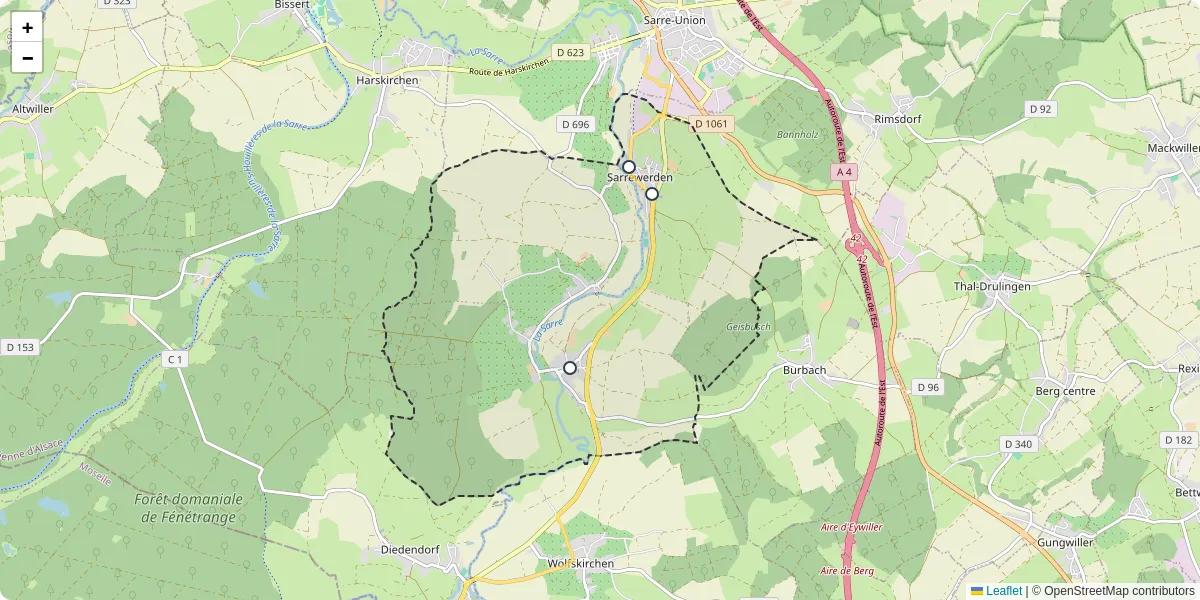 Carte du réseau de transport en commun à Sarrewerden - lignes de bus et arrêts