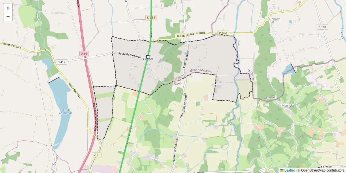 Carte du réseau de transport en commun à Sarron - lignes de bus et arrêts
