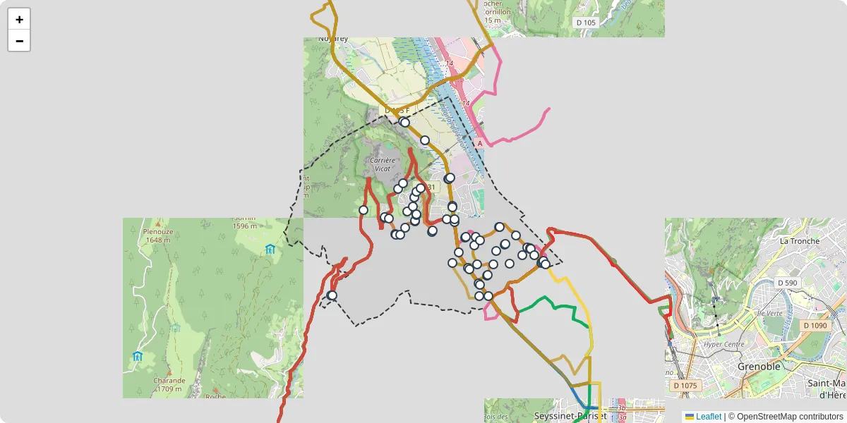 Carte du réseau de transport en commun à Sassenage - lignes de bus et arrêts