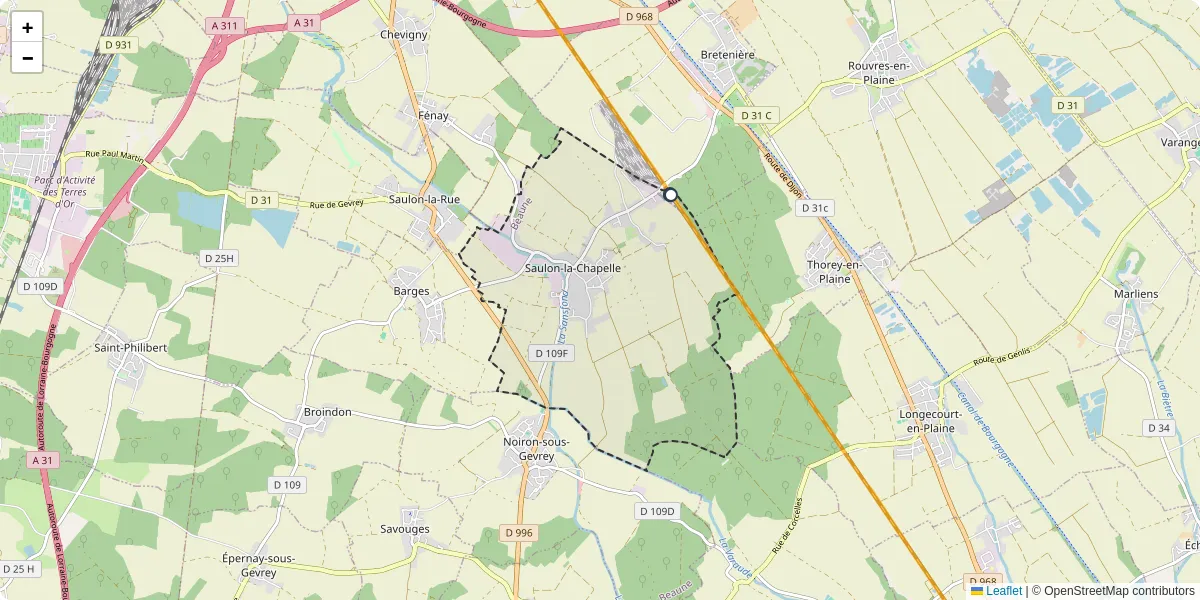 Carte du réseau de transport en commun à Saulon-la-Chapelle - lignes de bus et arrêts