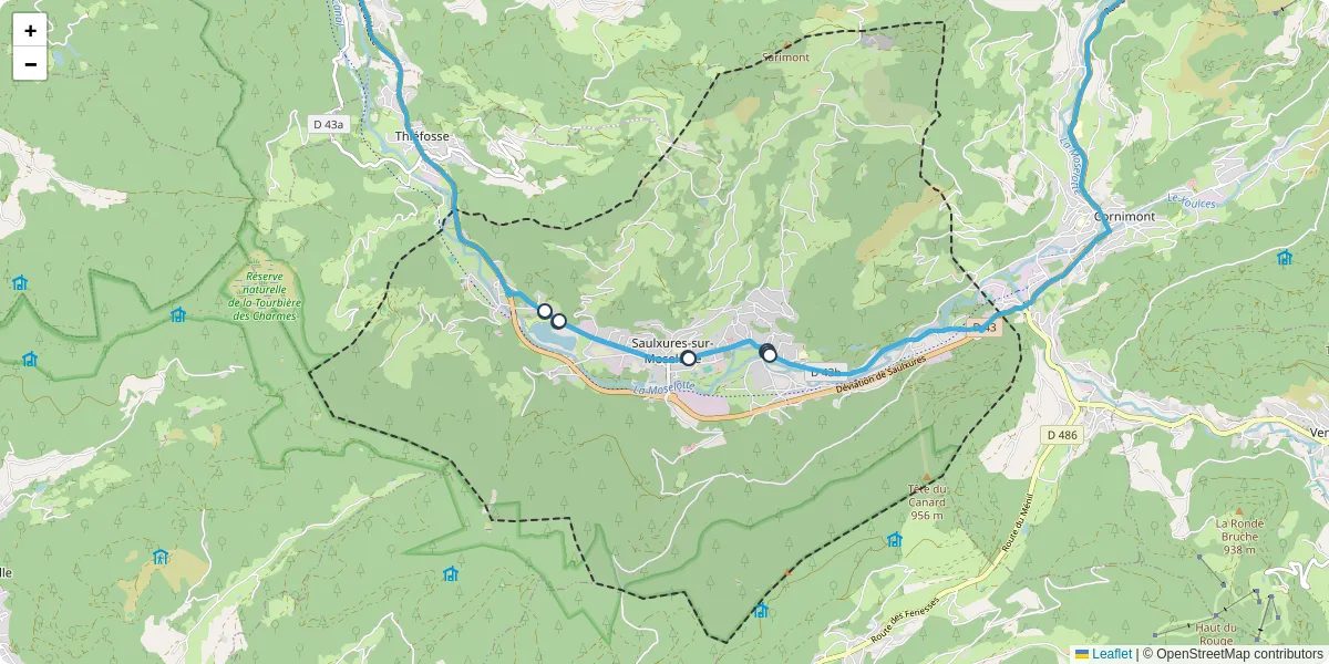 Carte du réseau de transport en commun à Saulxures-sur-Moselotte - lignes de bus et arrêts