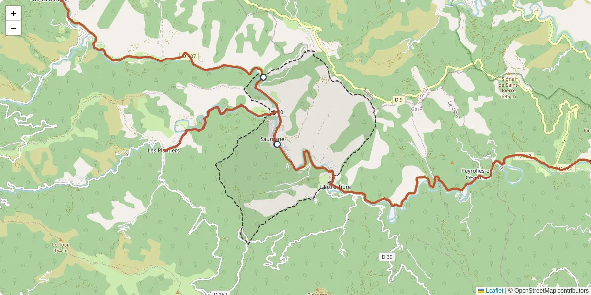 Carte du réseau de transport en commun à Saumane - lignes de bus et arrêts
