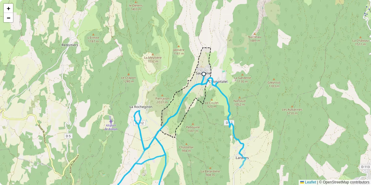 Carte du réseau de transport en commun à Saumane - lignes de bus et arrêts