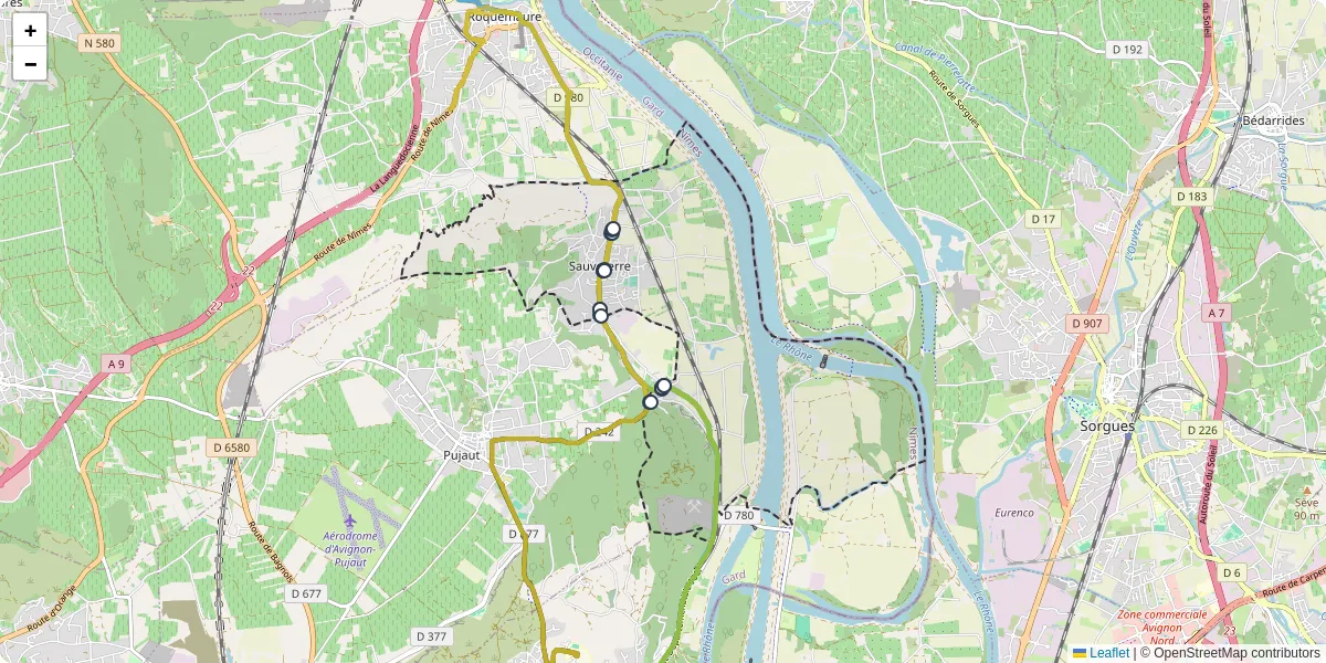 Carte du réseau de transport en commun à Sauveterre - lignes de bus et arrêts
