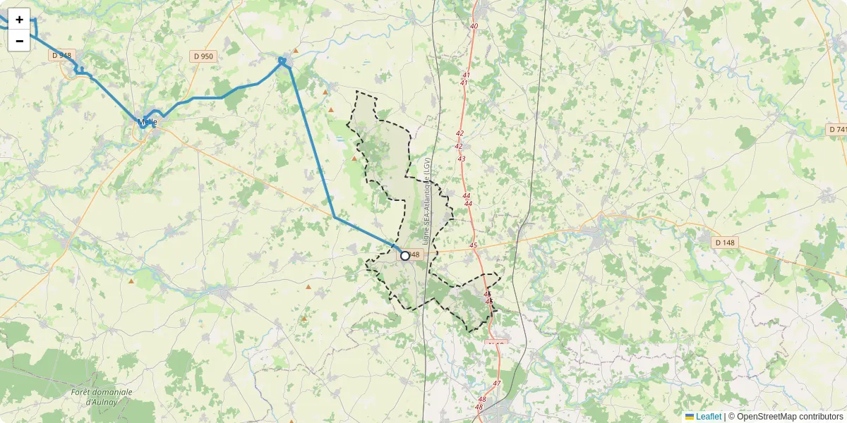 Carte du réseau de transport en commun à Sauzé-entre-Bois - lignes de bus et arrêts