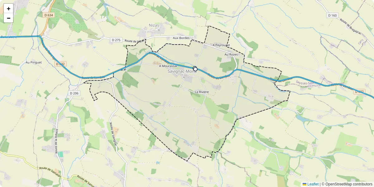 Carte du réseau de transport en commun à Savignac-Mona - lignes de bus et arrêts