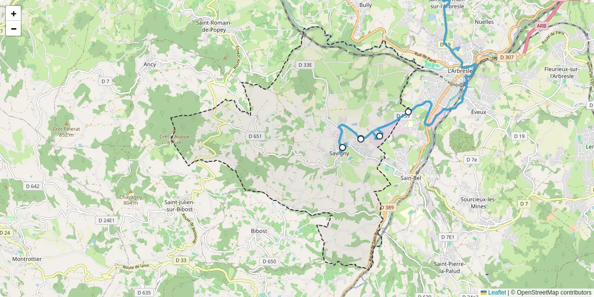 Carte du réseau de transport en commun à Savigny - lignes de bus et arrêts