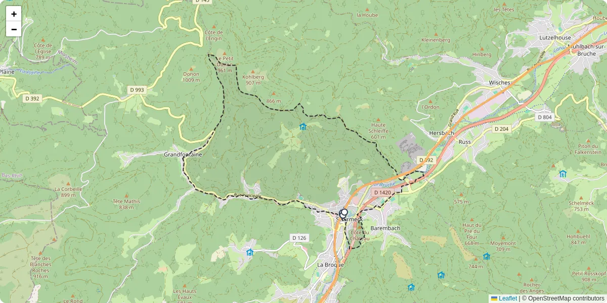 Carte du réseau de transport en commun à Schirmeck - lignes de bus et arrêts