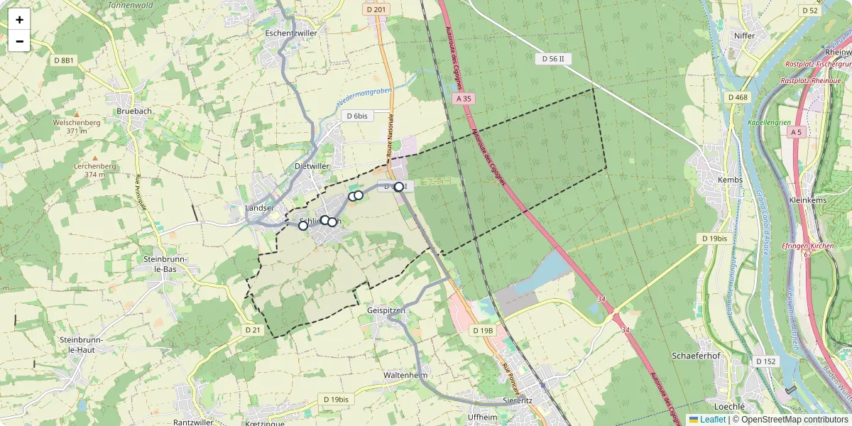 Carte du réseau de transport en commun à Schlierbach - lignes de bus et arrêts