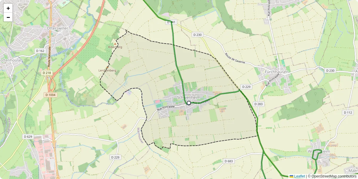 Carte du réseau de transport en commun à Schwenheim - lignes de bus et arrêts