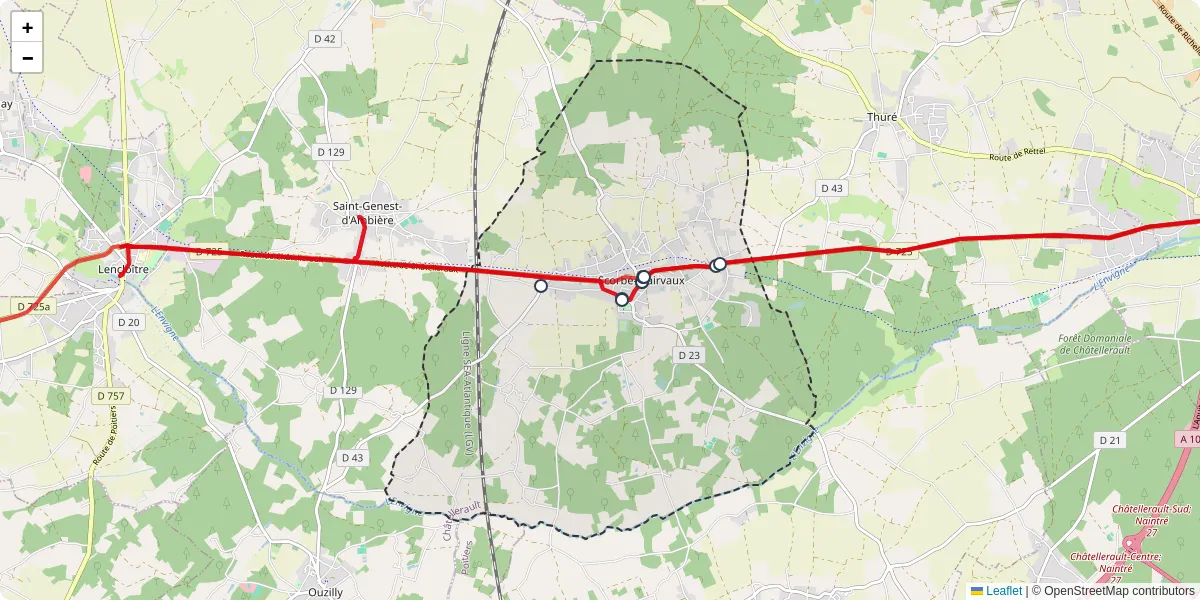 Carte du réseau de transport en commun à Scorbé-Clairvaux - lignes de bus et arrêts