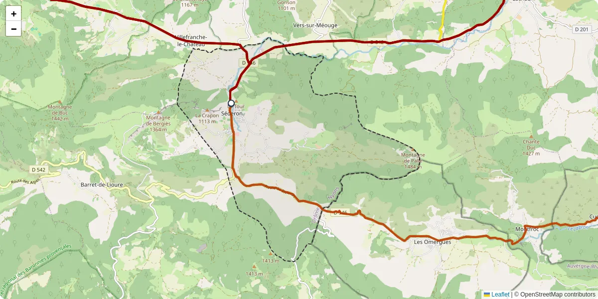 Carte du réseau de transport en commun à Séderon - lignes de bus et arrêts