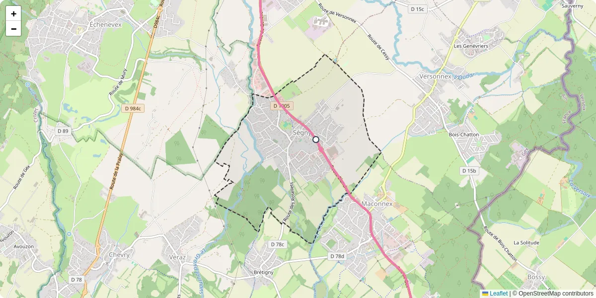 Carte du réseau de transport en commun à Ségny - lignes de bus et arrêts