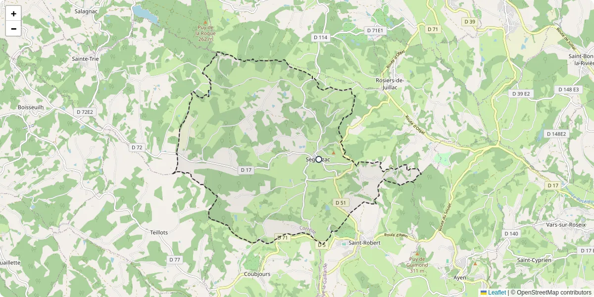 Carte du réseau de transport en commun à Segonzac - lignes de bus et arrêts