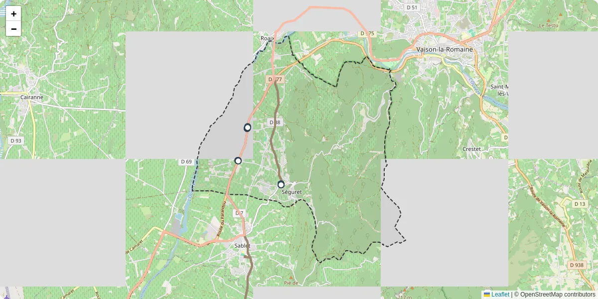 Carte du réseau de transport en commun à Séguret - lignes de bus et arrêts