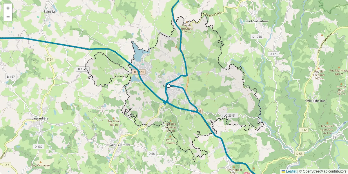 Carte du réseau de transport en commun à Seilhac - lignes de bus et arrêts