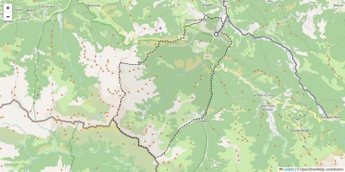 Carte du réseau de transport en commun à Seix - lignes de bus et arrêts