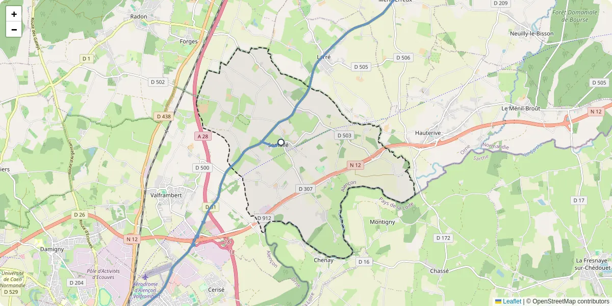 Carte du réseau de transport en commun à Semallé - lignes de bus et arrêts