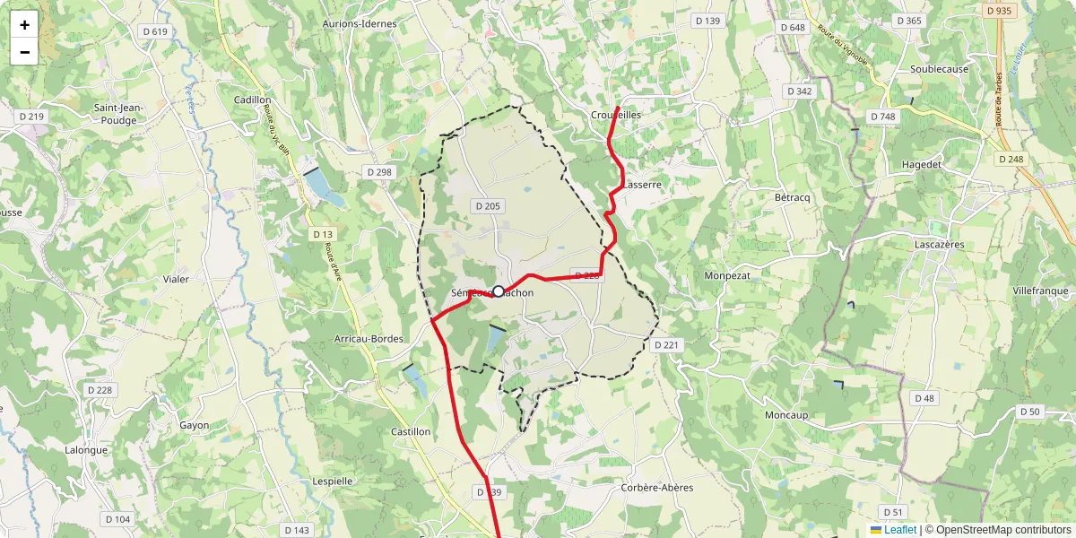 Carte du réseau de transport en commun à Séméacq-Blachon - lignes de bus et arrêts