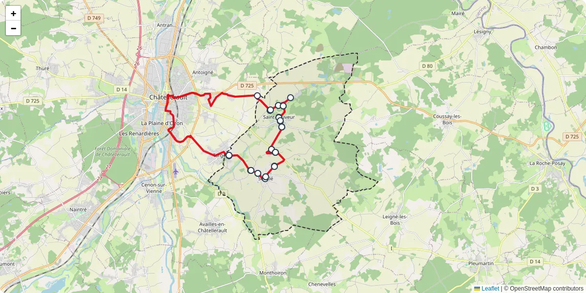 Carte du réseau de transport en commun à Senillé-Saint-Sauveur - lignes de bus et arrêts