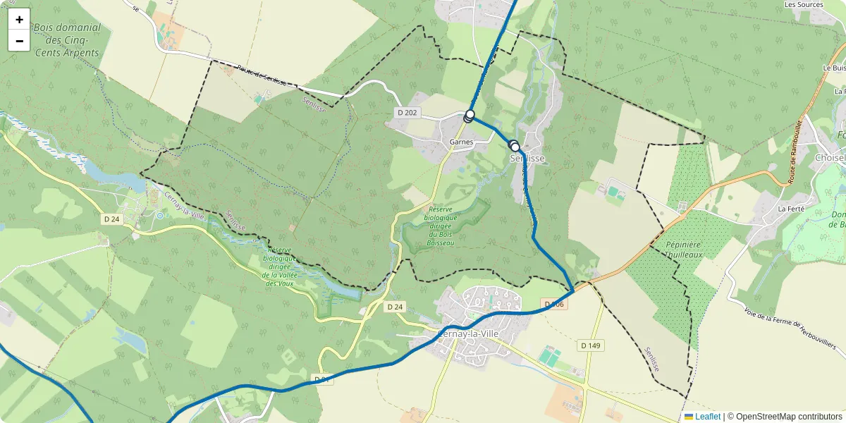 Carte du réseau de transport en commun à Senlisse - lignes de bus et arrêts