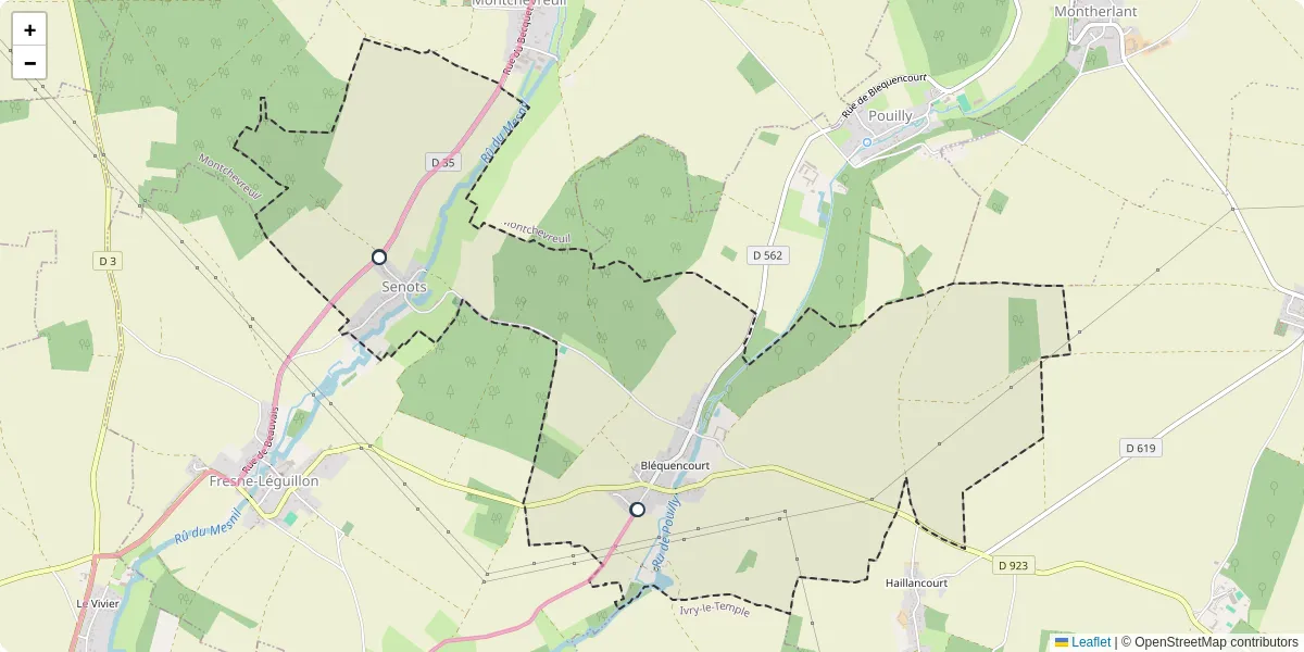 Carte du réseau de transport en commun à Senots - lignes de bus et arrêts