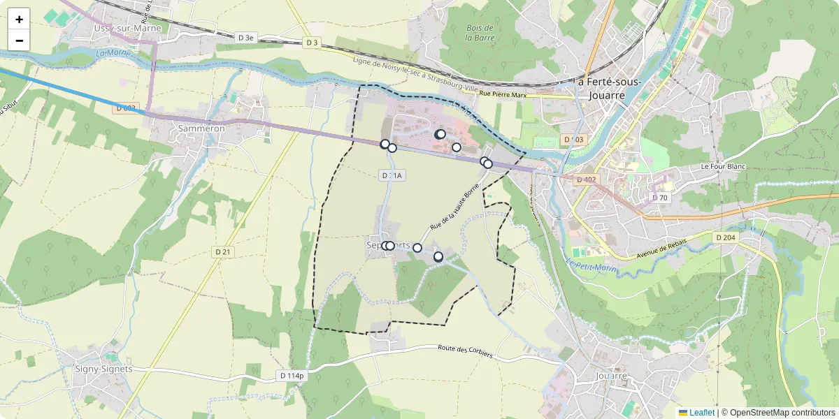 Carte du réseau de transport en commun à Sept-Sorts - lignes de bus et arrêts