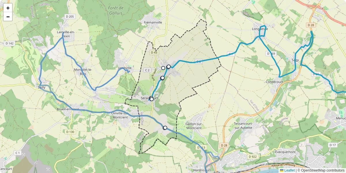 Carte du réseau de transport en commun à Seraincourt - lignes de bus et arrêts