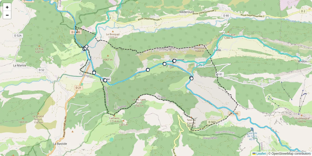 Carte du réseau de transport en commun à Séranon - lignes de bus et arrêts