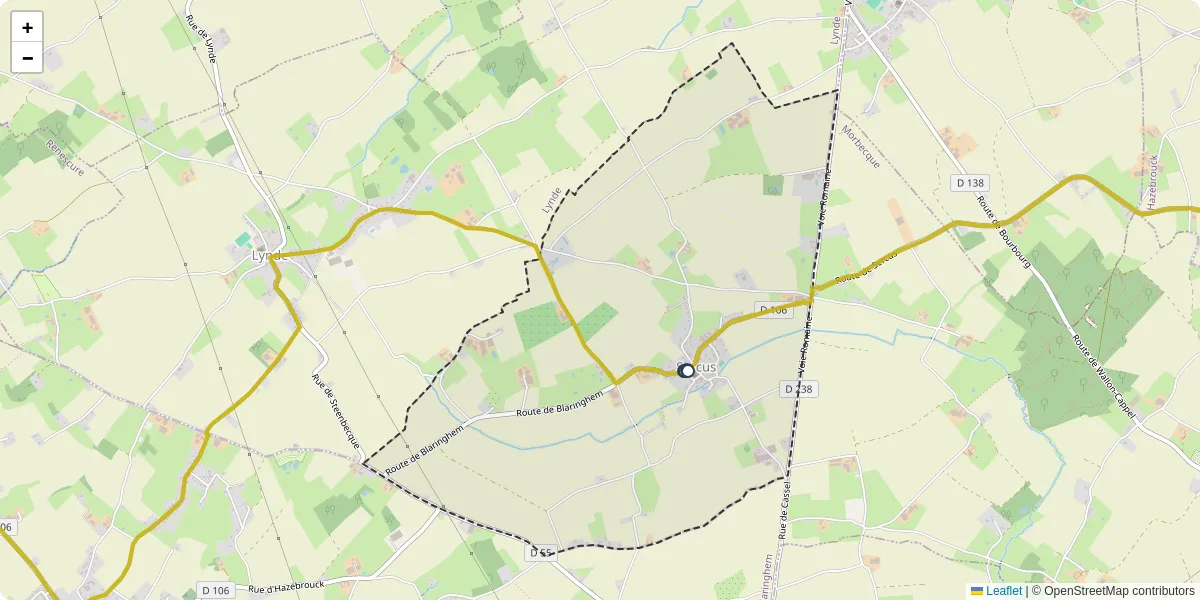 Carte du réseau de transport en commun à Sercus - lignes de bus et arrêts