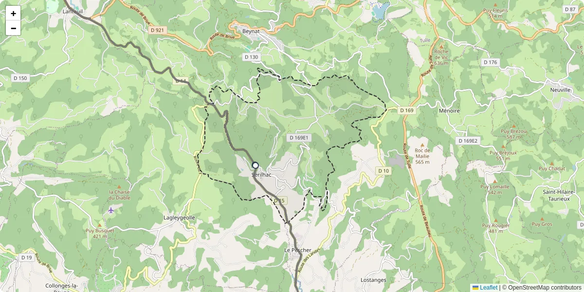 Carte du réseau de transport en commun à Sérilhac - lignes de bus et arrêts