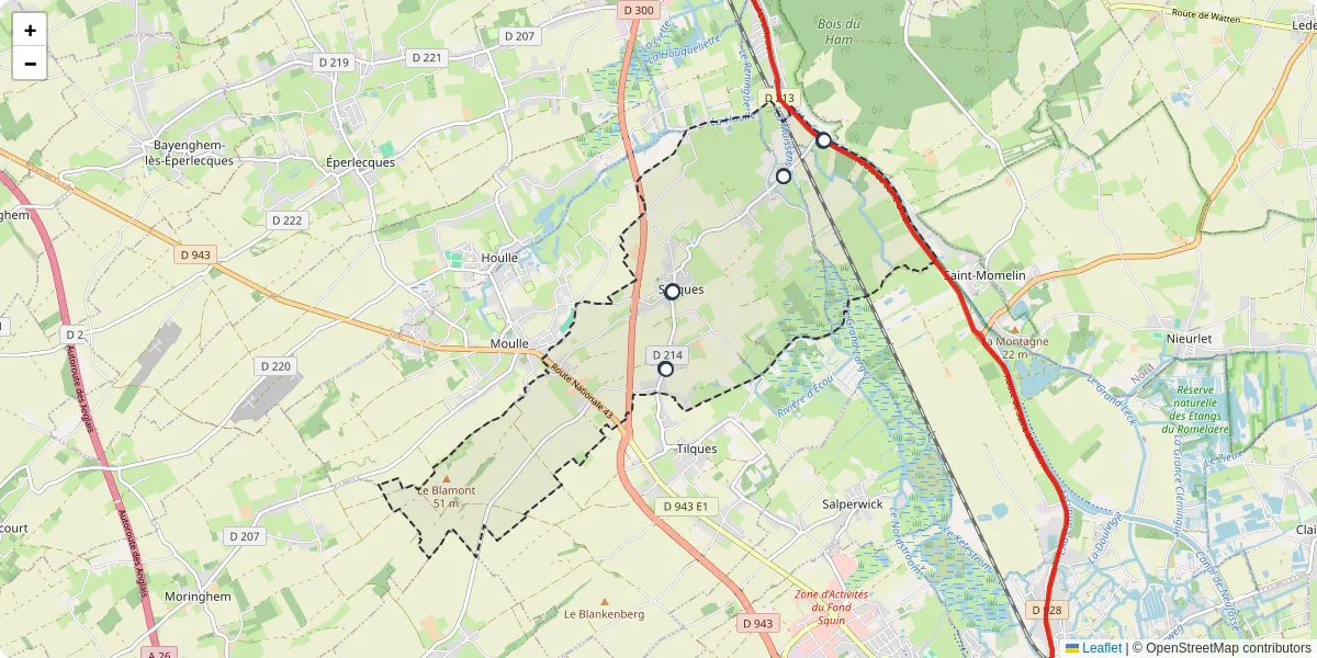 Carte du réseau de transport en commun à Serques - lignes de bus et arrêts
