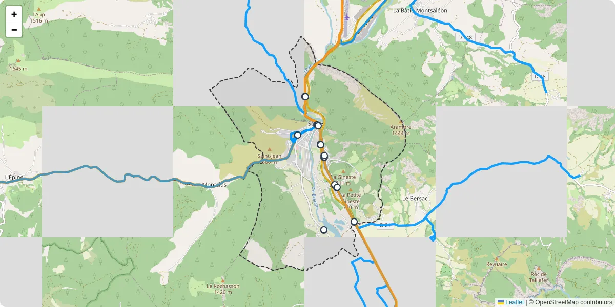 Carte du réseau de transport en commun à Serres - lignes de bus et arrêts